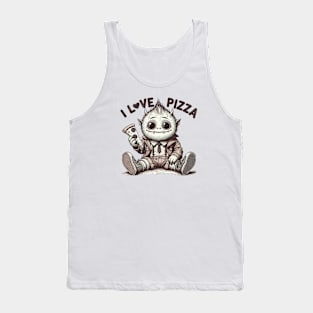 I love pizza Monster Retro Artwork Funny Vintage design for Pizza Lovers Tank Top